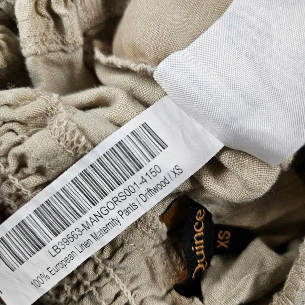 Quince 100% European Linen Maternity Pants Driftwood XS Smocked Waist MANGORS001